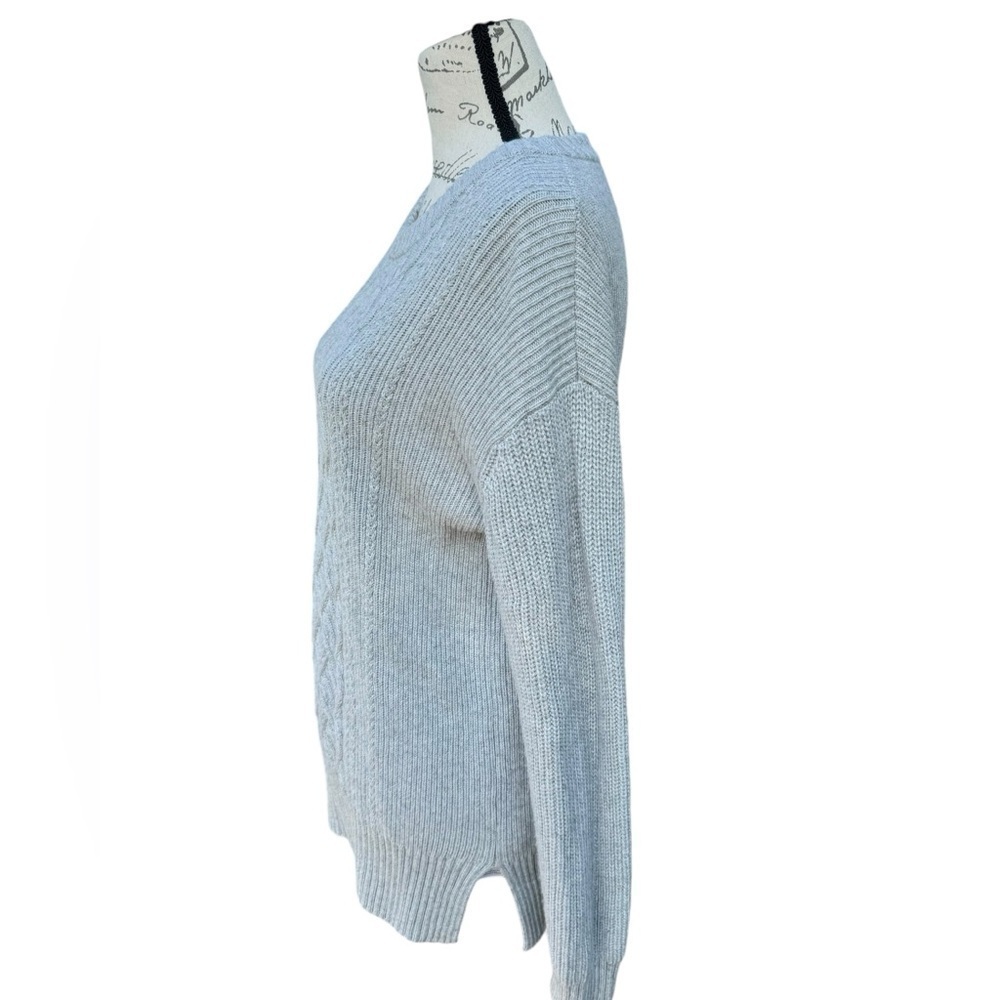 Banana Republic Cable Knit Sweater Gray Tunic Wool Size Medium - Picture 5 of 11
